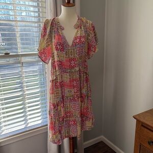 By Anthropologie Robin Tiered Mini Dress Small Flowy